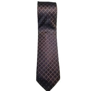 Venezia Citta D'arte Geometric Silk Brown Navy Blue Pointed Tie Cucita A Mano
